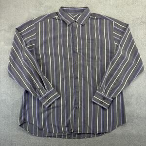 Tommy Bahama Silk Button Down Shirt Men's XL Multicolor Striped Long Sleeve